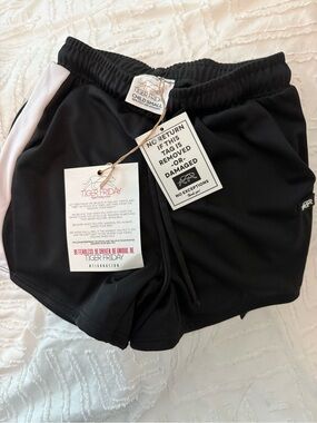 Tiger Friday Kids' Black Athletic Shorts with Side Stripe